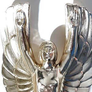 Winged Women Hood Trophy Ornament Gold Tone  Metal